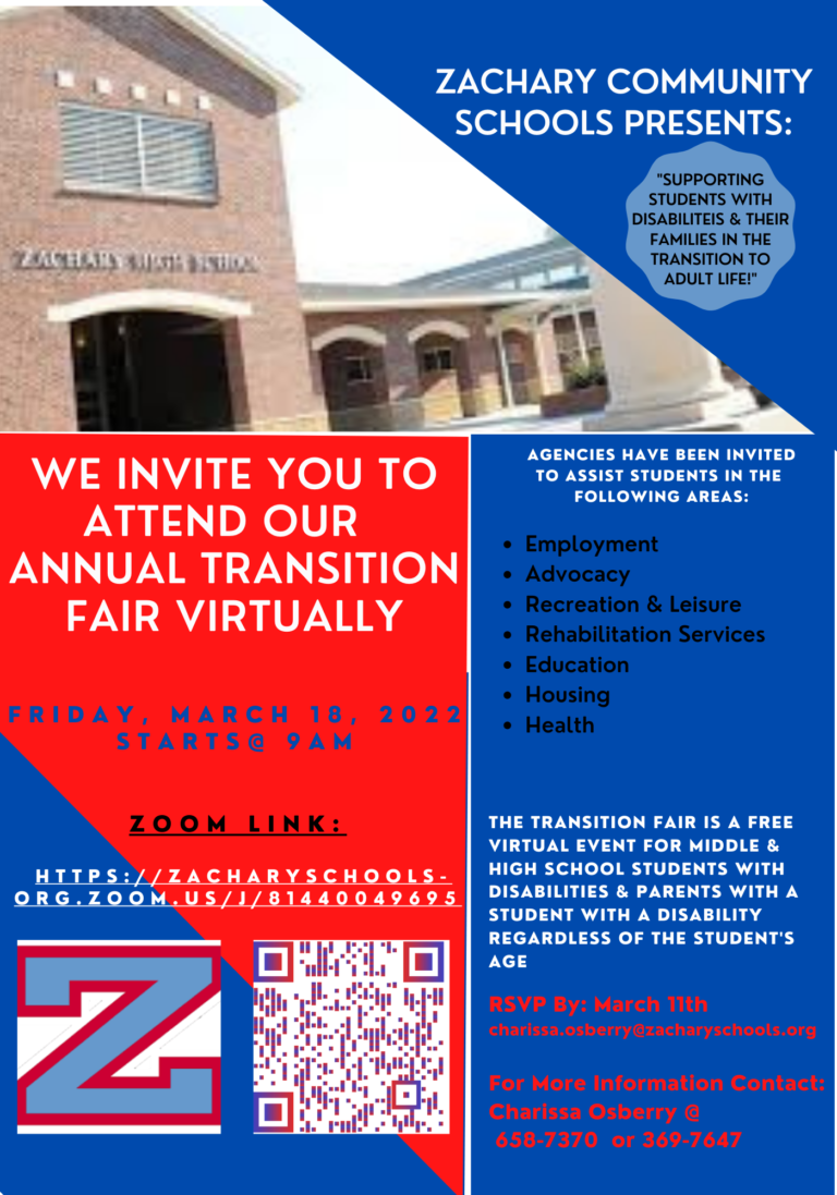 ZCSD Transition Fair Zachary Community School District